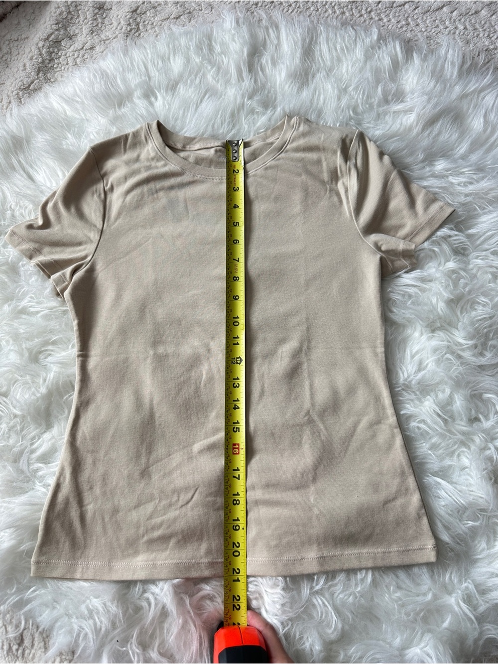 Women's Short Sleeve Crewneck Top - Beige - Picture 2 of 5